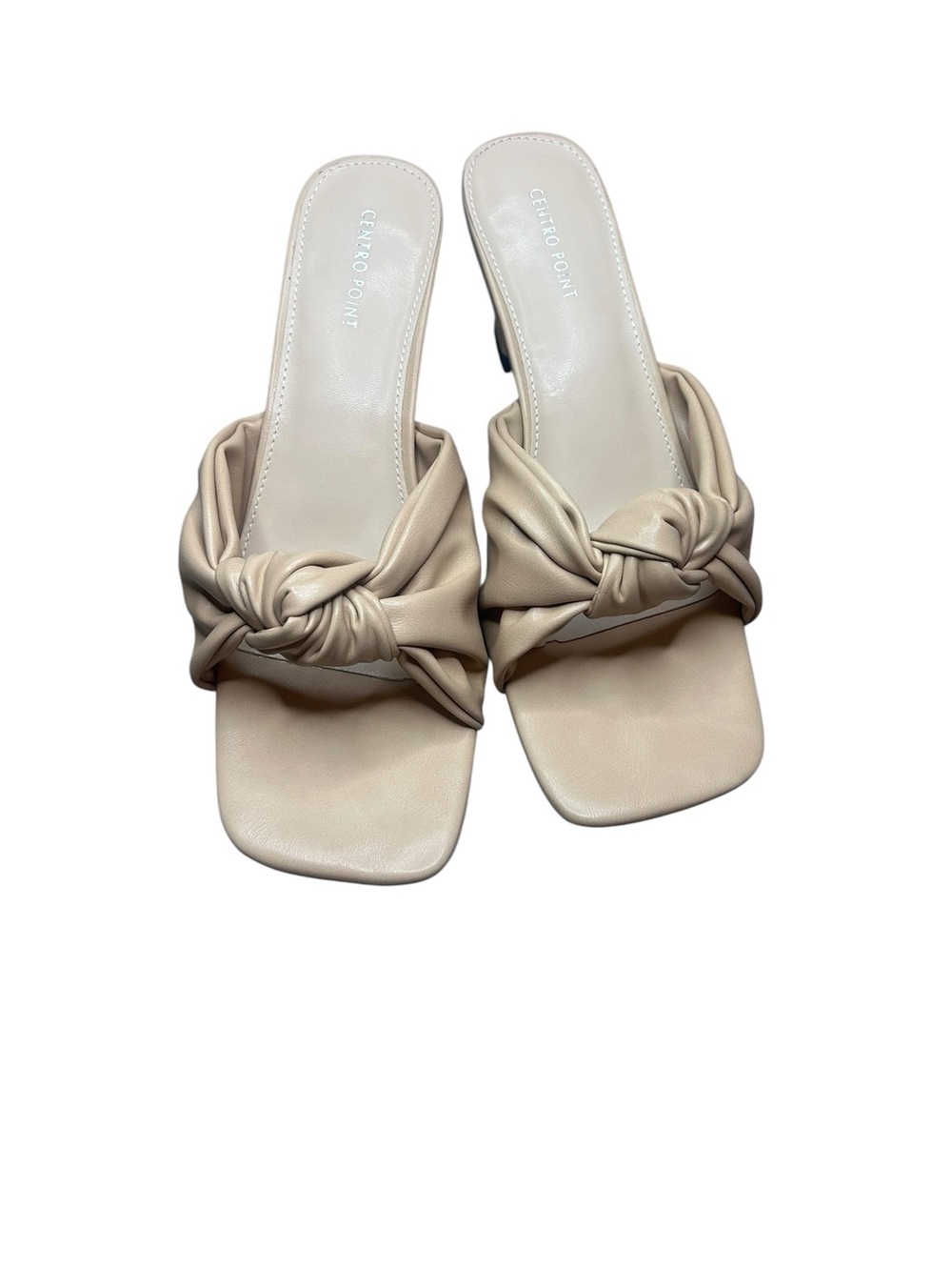 Beige Knot Slide Heels for Women